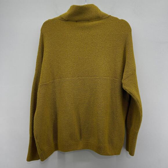 Chelsea & Theodore Ribbed Mock Neck Sweater Womens Large Green Gold Boho Earthy - Picture 4 of 8